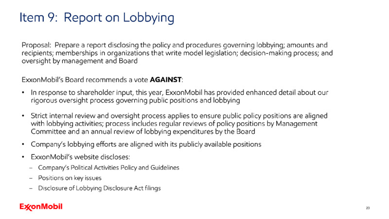 2020 Shareholder Meeting – ExxonMobil – slide 19