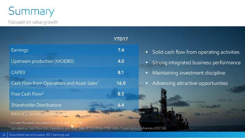 2Q 2017 Earnings Update – ExxonMobil – slide 23
