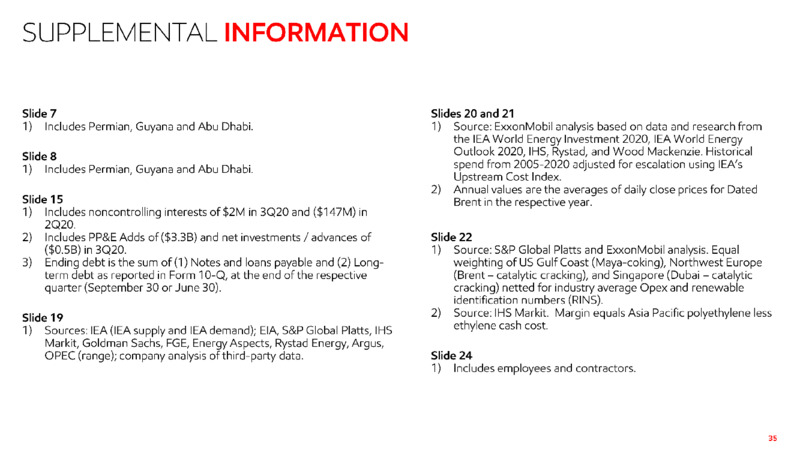 Q3 2020 Earnings Presentation – ExxonMobil – slide 34
