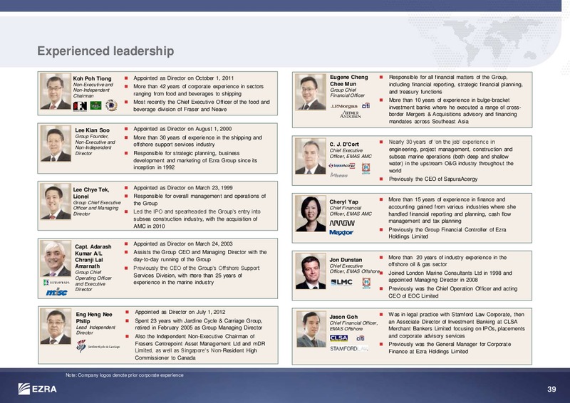 CREDIT SUISSE OIL AND GAS CONFERENCE – Ezra Holdings Limited – slide 39