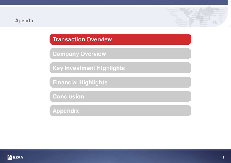 JUNE 2015 INVESTOR PRESENTATION – Ezra Holdings Limited – slide 3