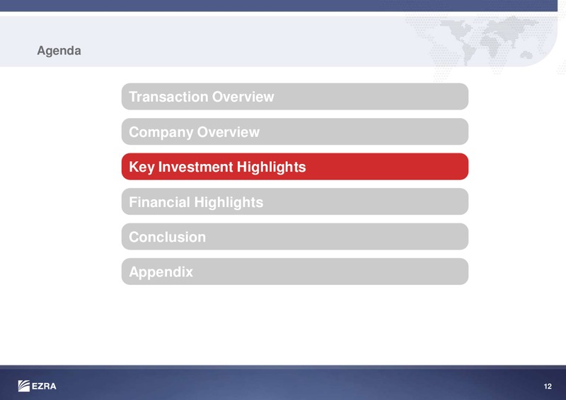 JUNE 2015 INVESTOR PRESENTATION – Ezra Holdings Limited – slide 12
