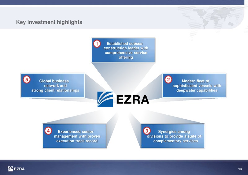 JUNE 2015 INVESTOR PRESENTATION – Ezra Holdings Limited – slide 13
