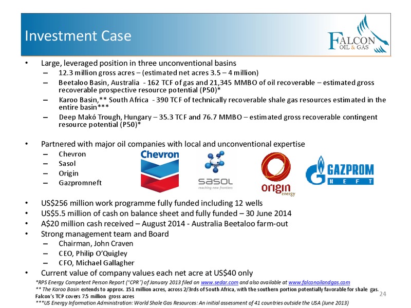 CORPORATE PRESENTATION – Falcon Oil & Gas Ltd. – slide 22