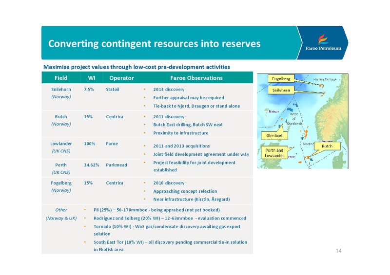 Company Presentation – Faroe Petroleum – slide 14