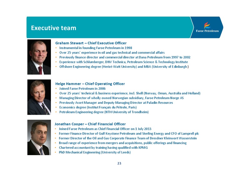 Company Presentation – Faroe Petroleum – slide 23