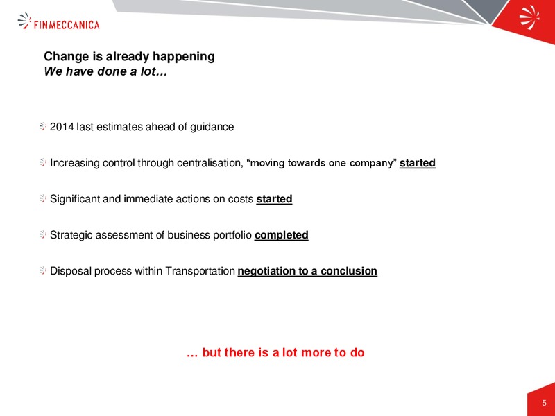 Industrial Plan Presentation – Finmeccanica – slide 5