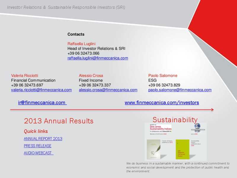 Industrial Plan Presentation – Finmeccanica – slide 63