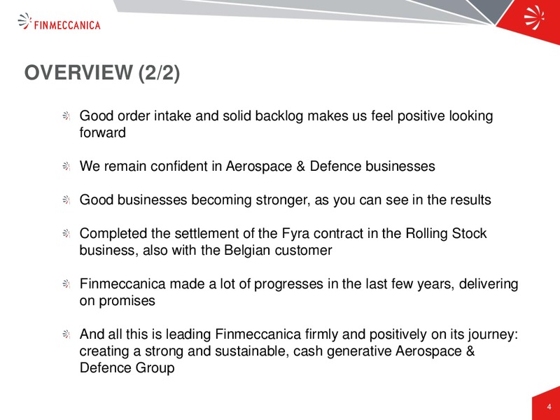 Q1 2014 Results Presentation – Finmeccanica – slide 4