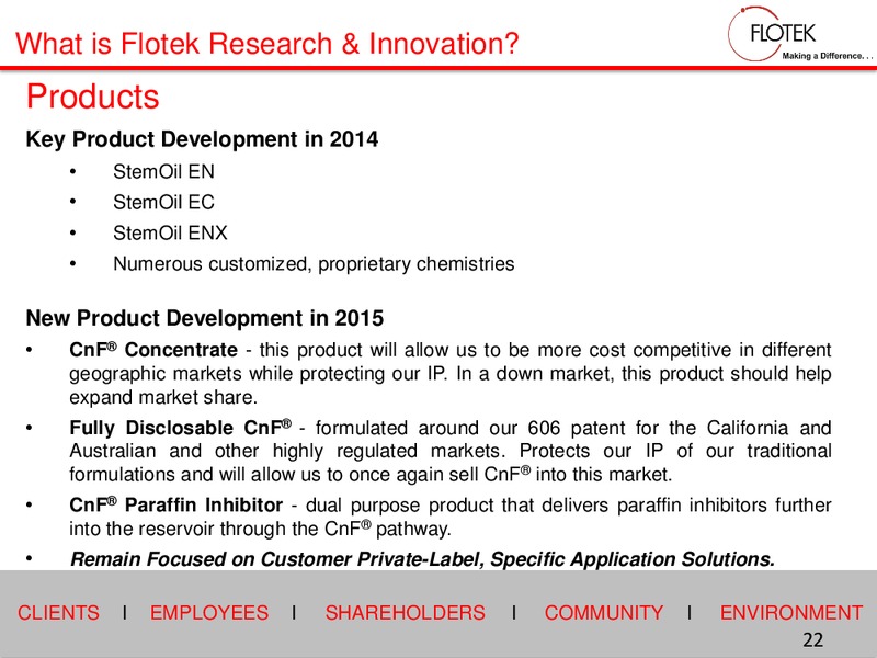 2015 Investor Days – Flotek Industries Inc. – slide 21