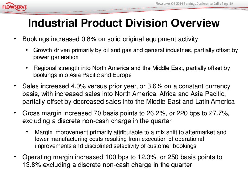 Q3 2014 Earnings Conference Call – Flowserve Corp. – slide 18