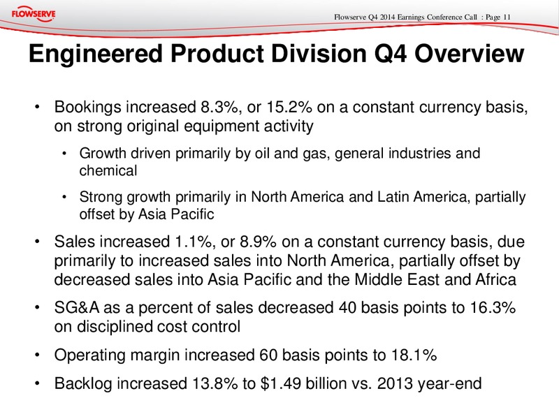 Q4 2014 Earnings Conference Call – Flowserve Corp. – slide 10