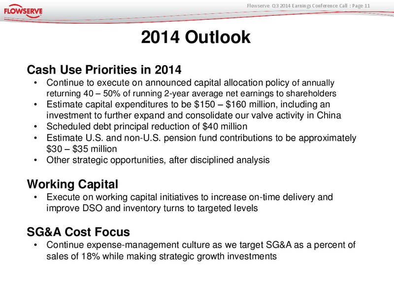 Earnings Conference Call – Flowserve Corp. – slide 10