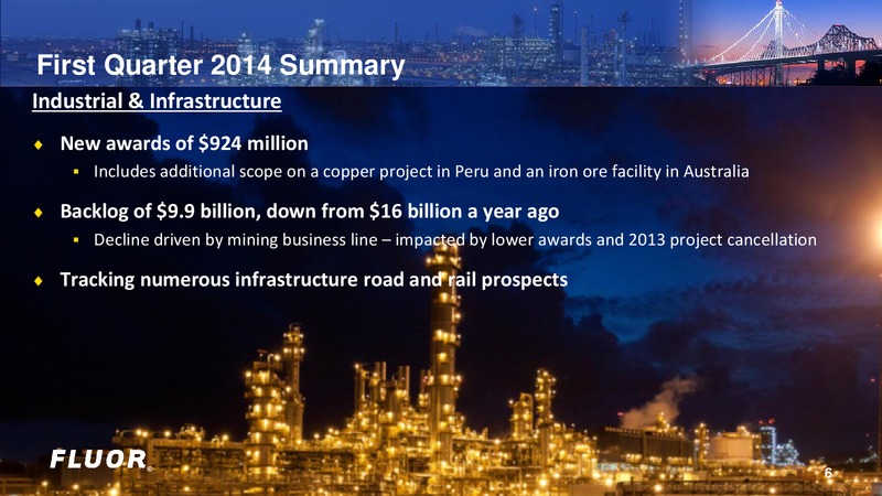 1st Quarter 2014 Earnings Conference Call – Fluor Corporation – slide 6