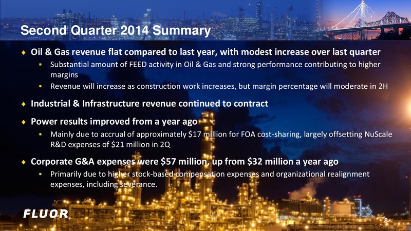 Earnings Conference Call Second Quuarter – Fluor Corporation – slide 8