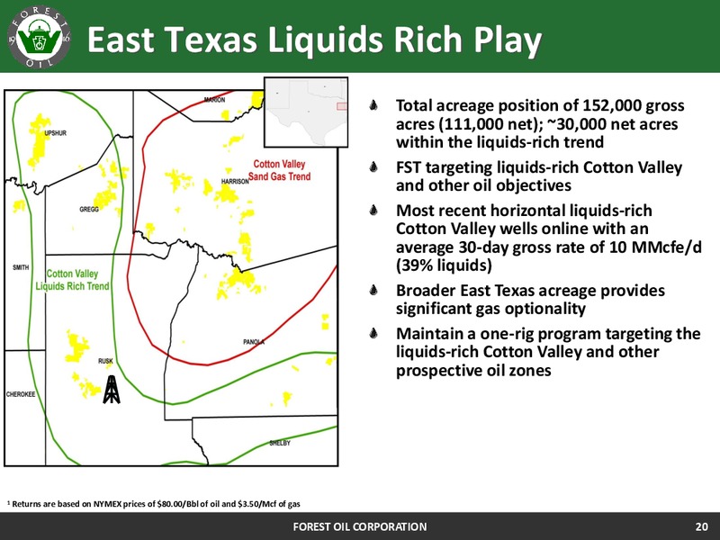 Deutsche Bank Leveraged Finance Conference – Forest Oil Corp. – slide 20