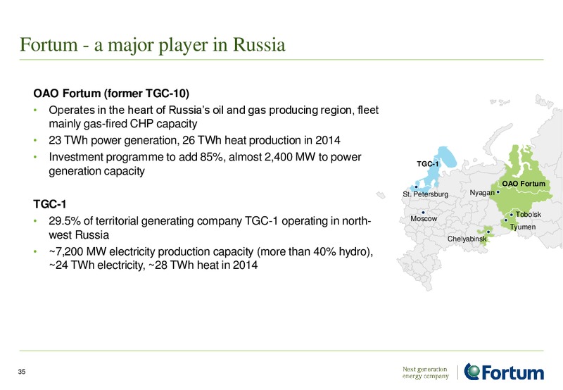 INVESTOR PRESENTATION – Fortum – slide 35