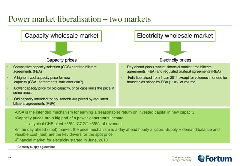 INVESTOR PRESENTATION – Fortum – slide 37