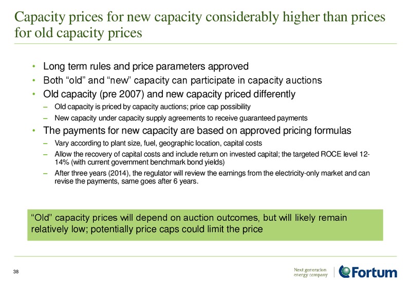INVESTOR PRESENTATION – Fortum – slide 38