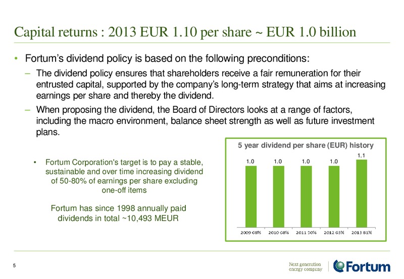 ANALYST PRESENTATION – Fortum – slide 5
