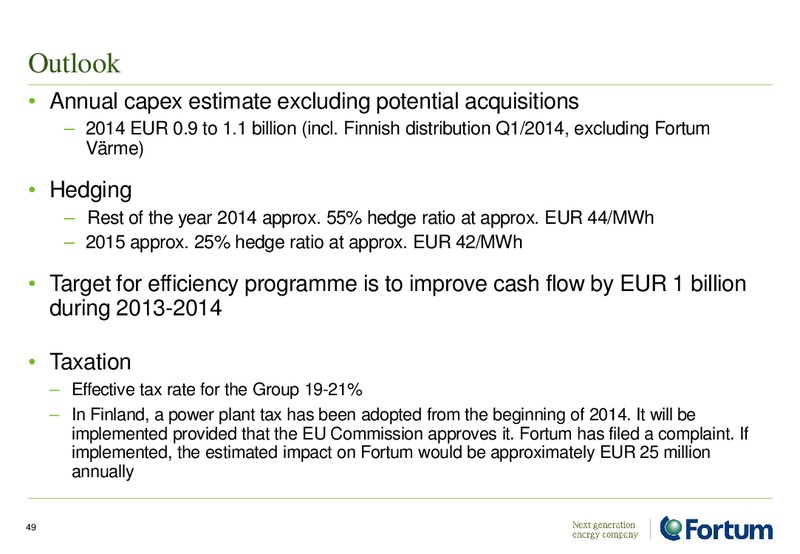 ANALYST PRESENTATION – Fortum – slide 49