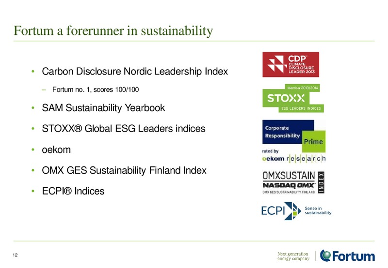 Investor Presentation – Fortum – slide 12