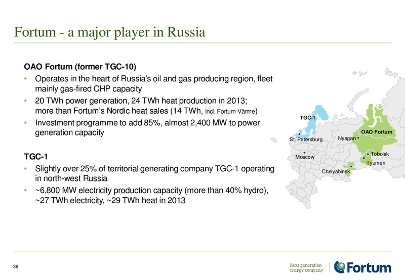 Investor Presentation – Fortum – slide 38