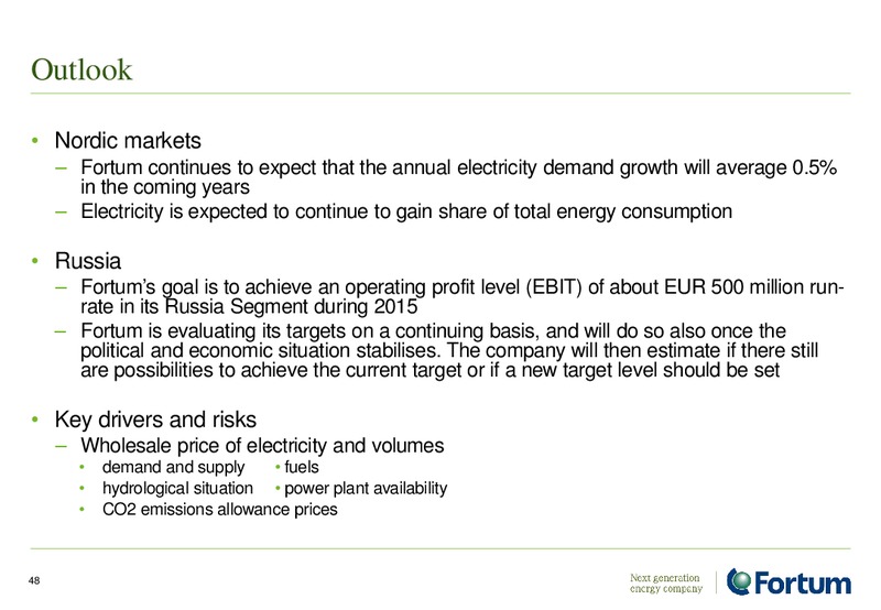 Investor Presentation – Fortum – slide 48