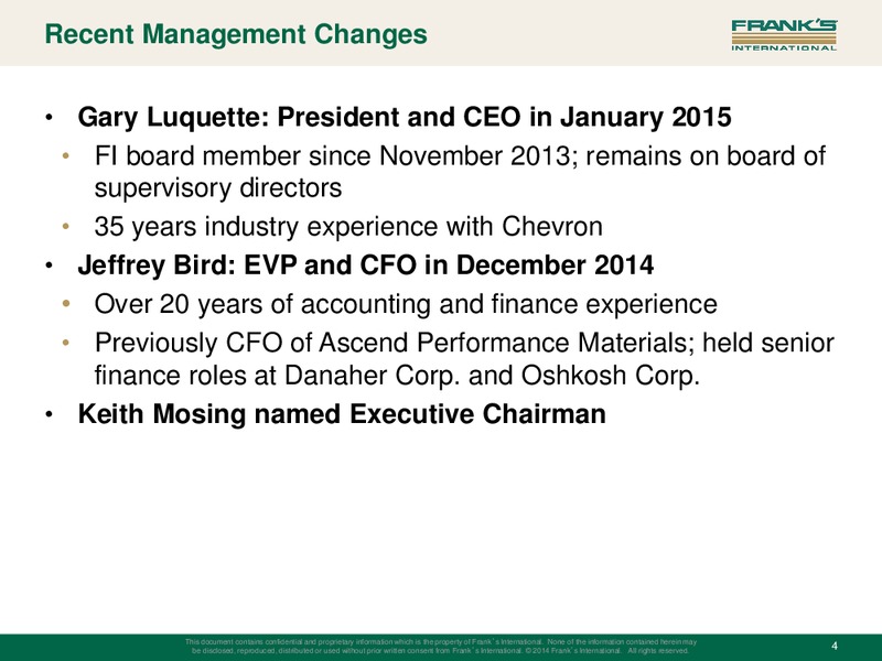 Q1 2015 INVESTOR PRESENTATION – Franks International – slide 3