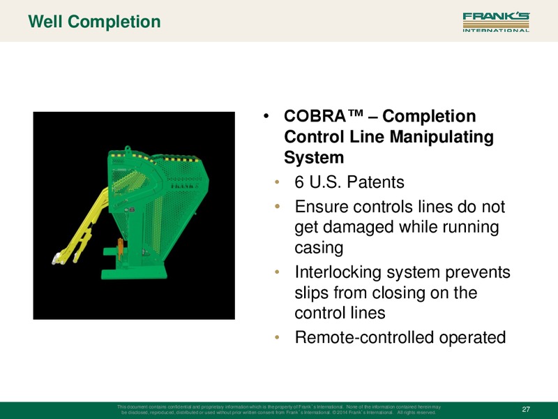 INVESTOR PRESENTATION – Franks International – slide 26
