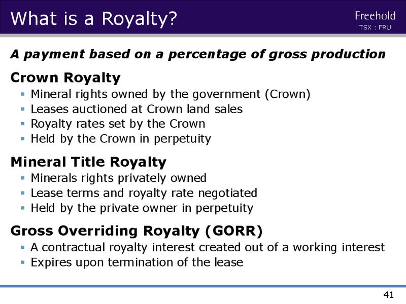INVESTOR PRESENTATION – Freehold Royalties Ltd. – slide 40