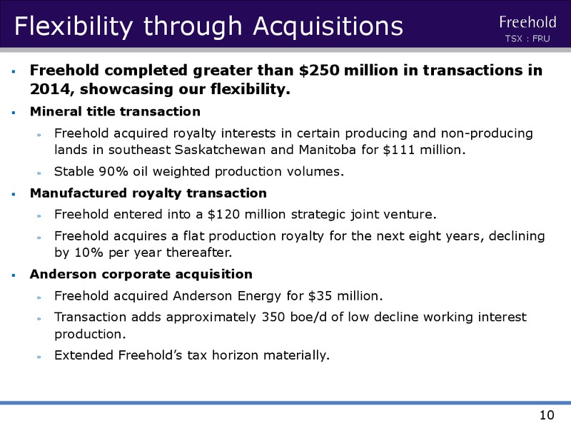 INVESTOR PRESENTATION – Freehold Royalties Ltd. – slide 9