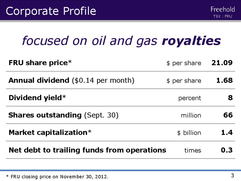CANADIAN ASSOCIATION OF PETROLEUM PRODUCERS' 23RD ANNUAL INVESTMENT SYMPOSIUM – Freehold Royalties Ltd. – slide 2