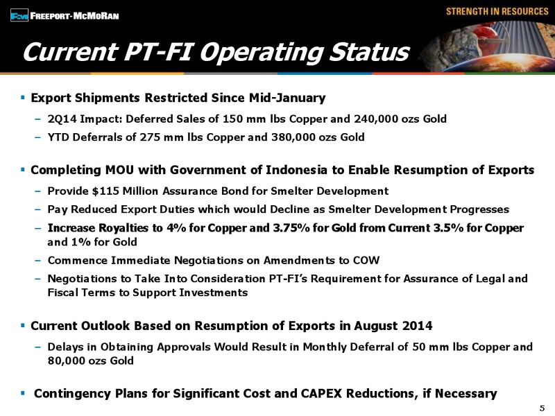 2nd Quarter 2014 Earnings Conference Call – Freeport-Mcmoran Inc. – slide 4