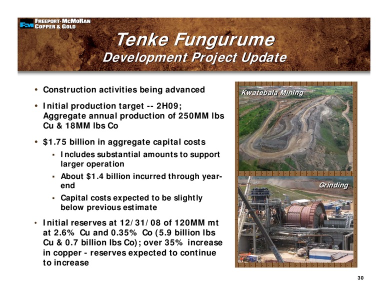 4th Quarter 2008 Earnings Conference Call – Freeport-Mcmoran Inc. – slide 29