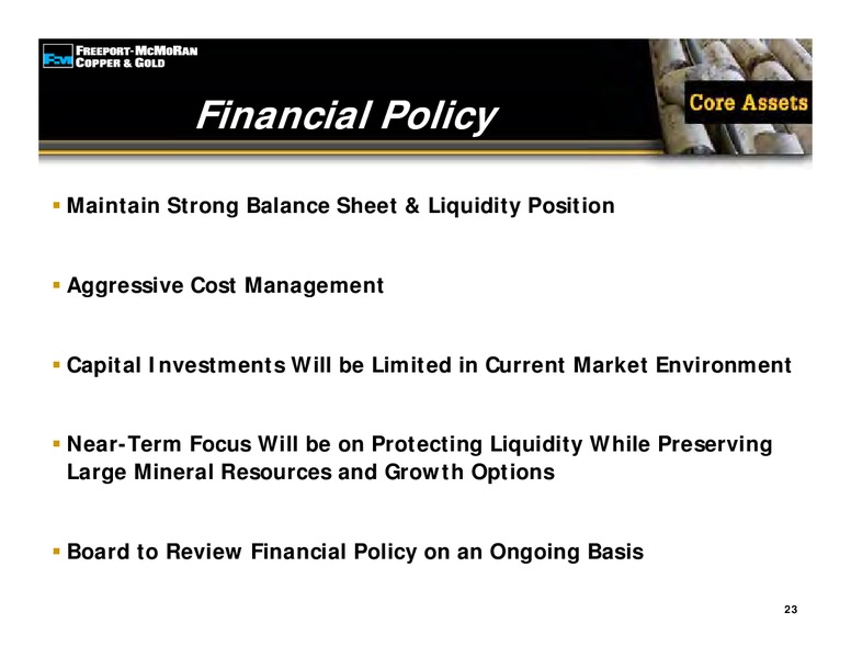 1st Quarter 2009 Earnings Conference Call – Freeport-Mcmoran Inc. – slide 22
