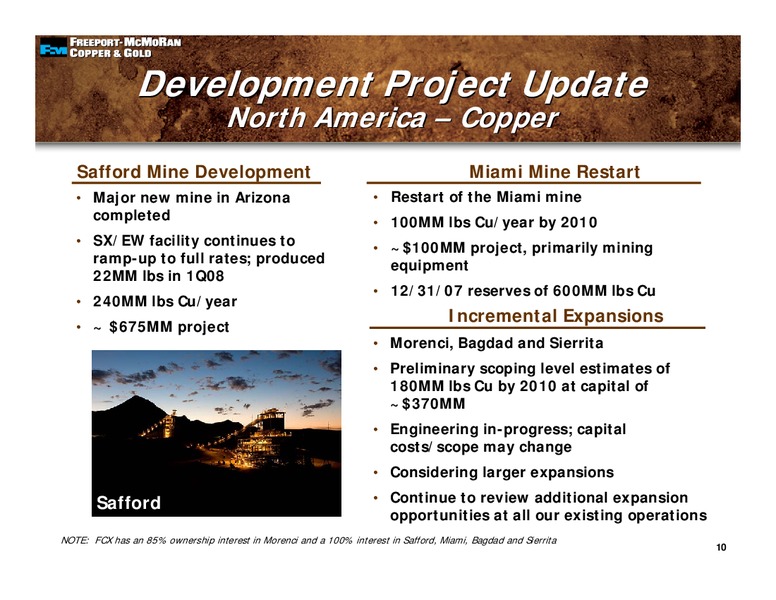 1st Quarter Earnings Conference Call – Freeport-Mcmoran Inc. – slide 9