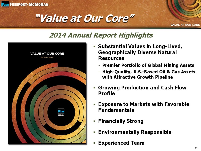 1Q 2015 EARNINGS CONFERENCE CALL – Freeport-Mcmoran Inc. – slide 2