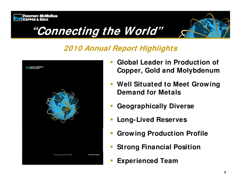 2011 GLOBAL INDUSTRIALS AND BASIC MATERIALS CONFERENCE – Freeport-Mcmoran Inc. – slide 2