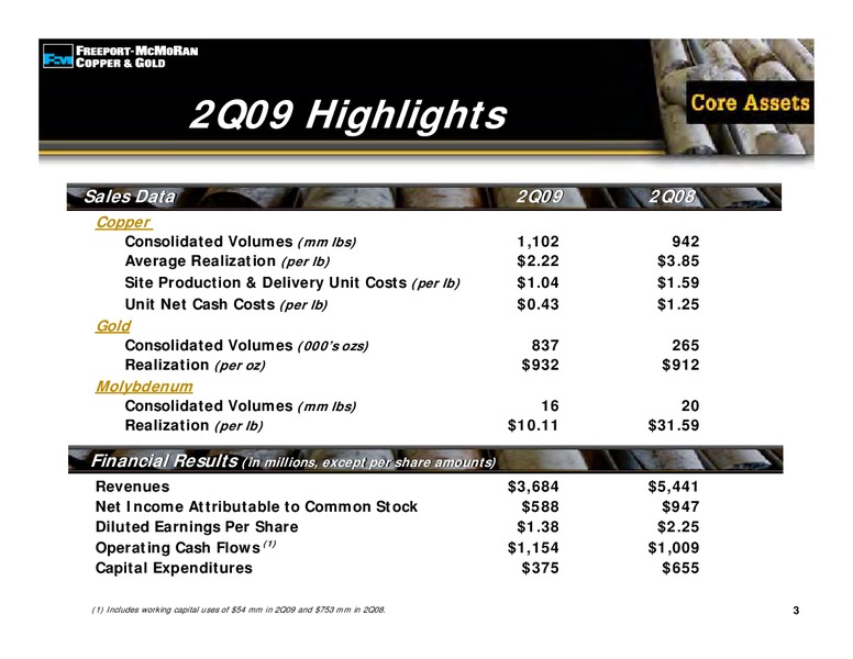 2nd Quarter 2009 Earnings Conference Call – Freeport-Mcmoran Inc. – slide 2