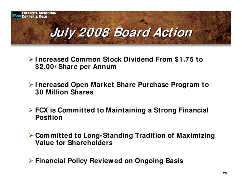 2nd Quarter 2008 Earnings Conference – Freeport-Mcmoran Inc. – slide 28
