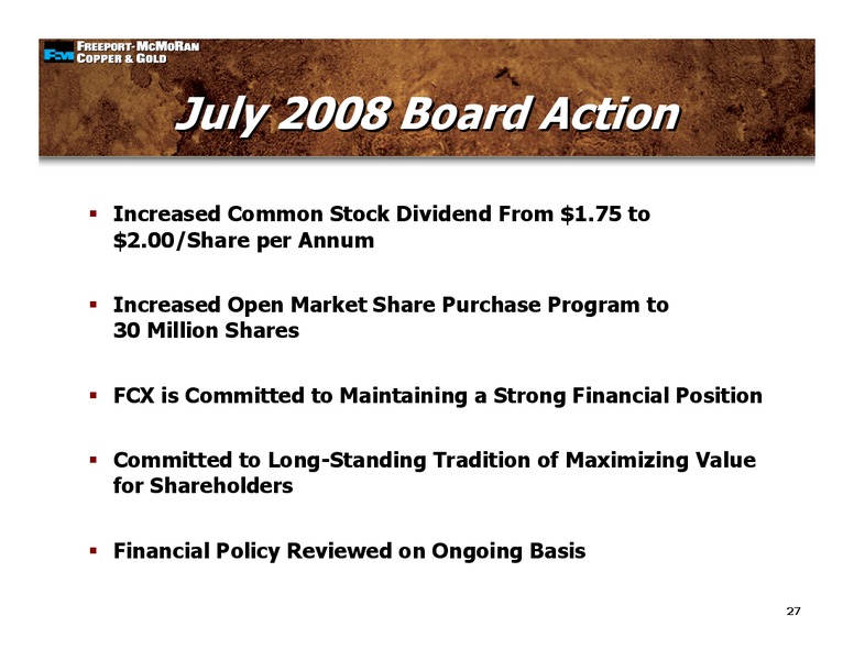2008 GLOBAL STEEL AND MINING CONFERENCE – Freeport-Mcmoran Inc. – slide 26