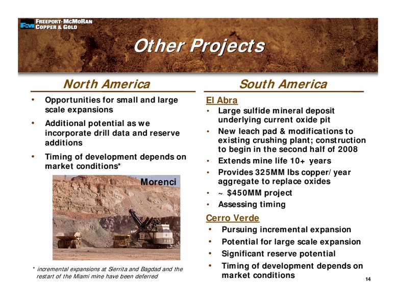 3rd Quarter 2008 Earnings Conference Call – Freeport-Mcmoran Inc. – slide 13