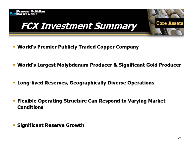 3rd Quarter 2009 Earnings Conference Call – Freeport-Mcmoran Inc. – slide 21