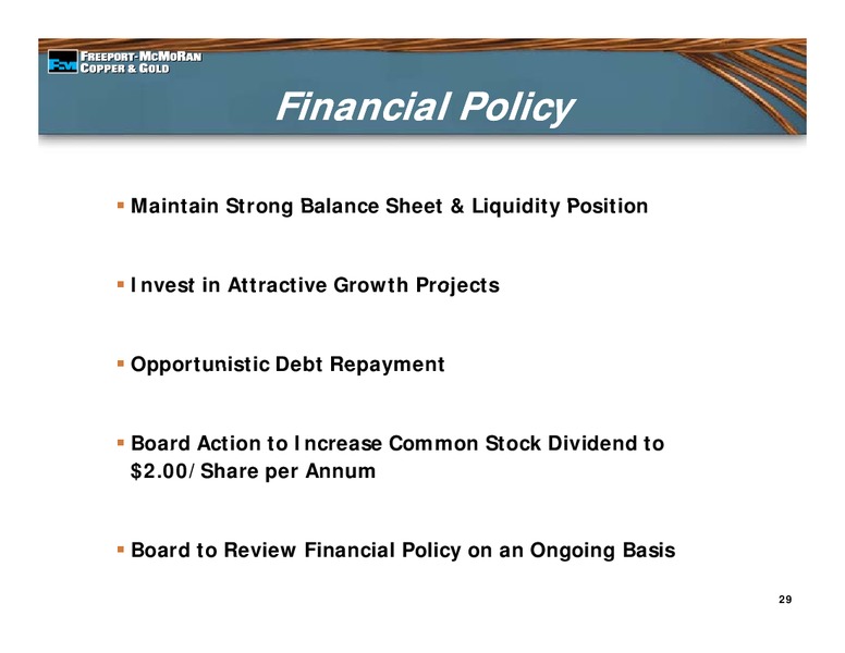 3rd Quarter 2010 Earnings Conference Call – Freeport-Mcmoran Inc. – slide 28