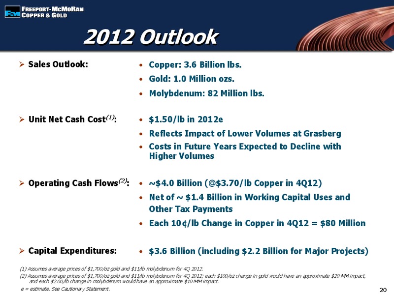 3rd Quarter 2012 Earnings Conference Call – Freeport-Mcmoran Inc. – slide 19