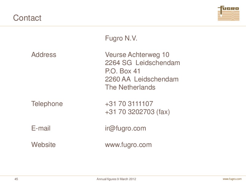 ANNUAL FIGURES 2011 – FUGRO – slide 45