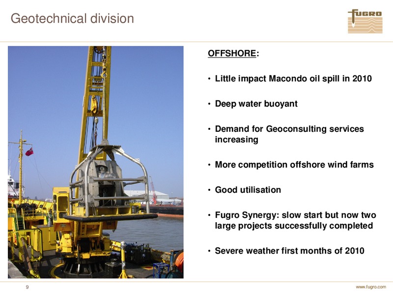 ANNUAL FIGURES 2010 – FUGRO – slide 9