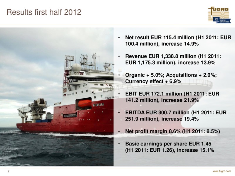 H1 2012 EARNINGS CALL – FUGRO – slide 2