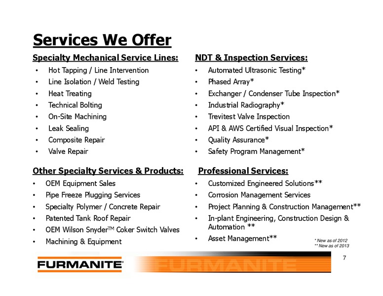 Investor Presentation – Furmanite – slide 6